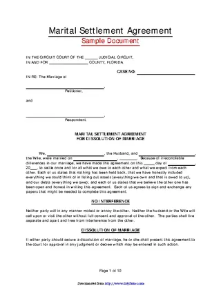 Forms Florida Separation Agreement Template
