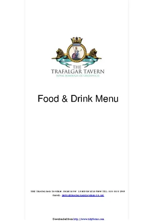 Food And Drink Menu Trafalgar Tavern