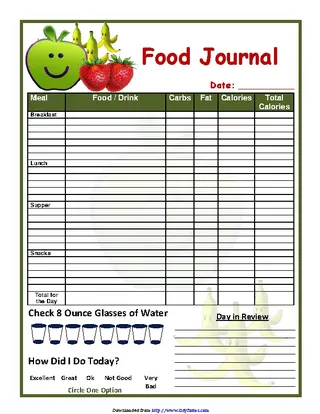 Food Journal Template - PDFSimpli