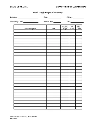 Forms Food Perpetual Inventory Template