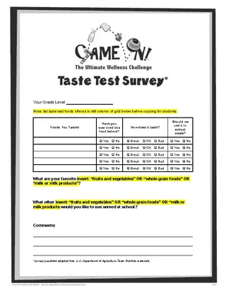 Food Tasting Survey Template
