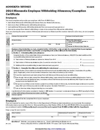 Form W 4Mn Minnesota