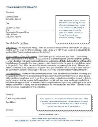 Forms Formal Cover Letter Template