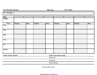 Four Week Exercise Plan Template