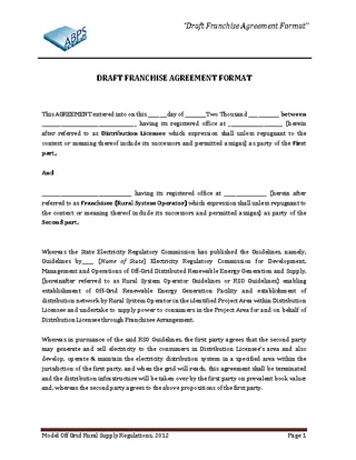 Franchise Agreement Template