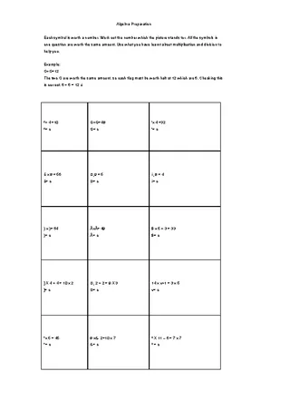 Forms Free Algebra Worksheets