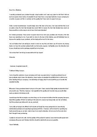 Forms Free Complaint Letter Template