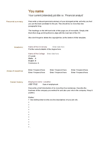 Free Download Blank Cv Template Microsoft Word