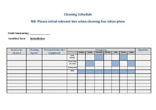 Free Download Commercial Kitchen Cleaning Schedule Word Doc