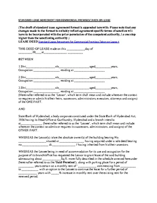 Free Download Standard Commercial Lease Agreement