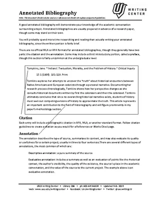 Free Downloadable Simple Annotated Bibliography Template