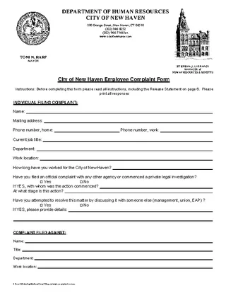 Forms Free Employee Complaint Form Pdf