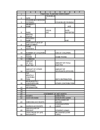 Free Financial Planning Worksheet Template