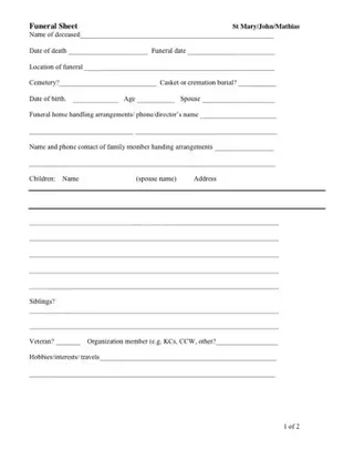 Forms funeral program template word PDF