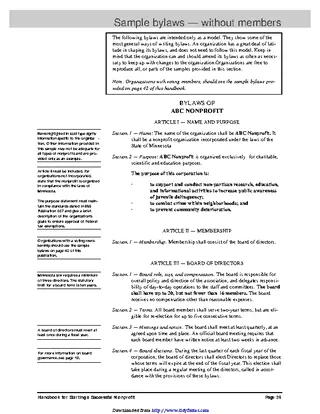 Free Non Profit Bylaws Template