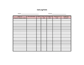 Free Phone Call Log Template