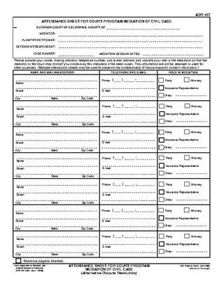 Forms Free Printable Attendance Sheet