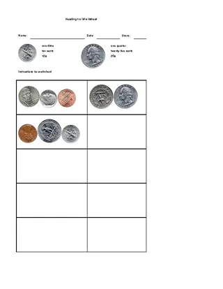 Forms Free Printable Money Math Worksheets