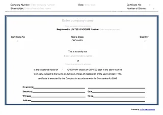 Forms Free Printable Share Certificate Template