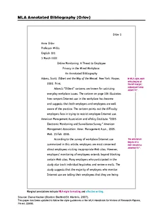 Forms Free Sample Blank Mla Style Annotated Bibliography Template
