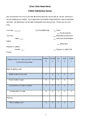 Forms Free Sample Patient Satisfaction Survey Download