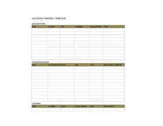 Forms Free Vacation Holiday Itinerary Template