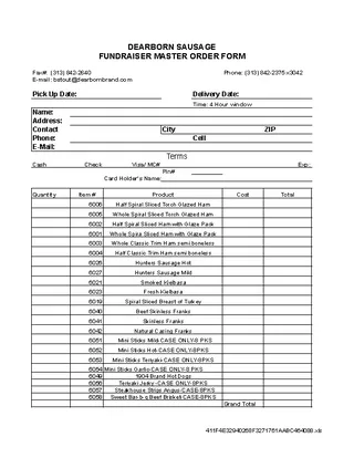 Fundraiser Order Form Template Excel