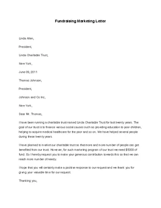 Fundraising Marketing Letter