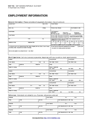 Gap Old Navy Banana Republic Job Application Form