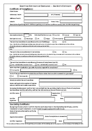 Gas Safety Certificate Template