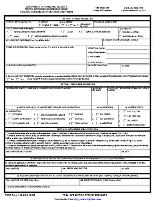 Forms General Admissions Application Short Form 1