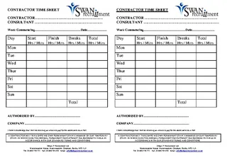 General Contractor Timesheet Template Pdf Download