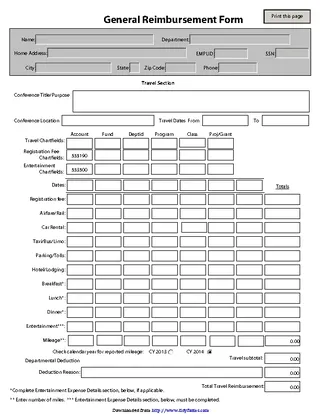 General Reimbursement Form