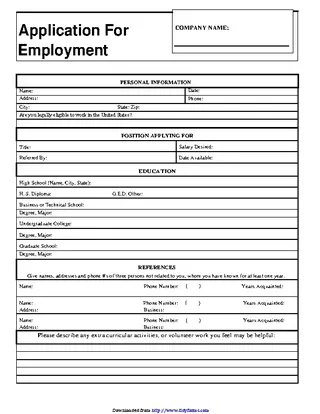 Generic Application For Employment 4