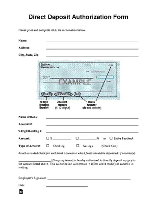 Forms Generic Direct Deposit Authorization Form