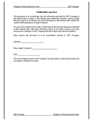 Generic Example Business Confidentiality Agreement