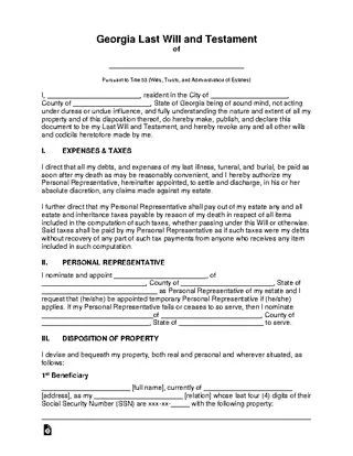 Forms Georgia Last Will And Testament Template