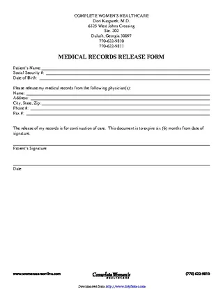 Forms Georgia Medical Records Release Form 3