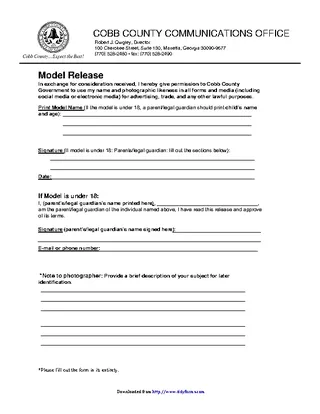 Forms Georgia Model Release Form 3