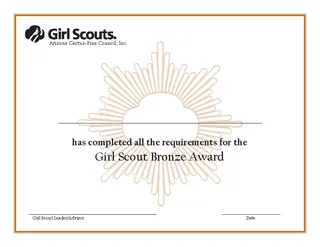 Girl Scout Bronze Award Certificate