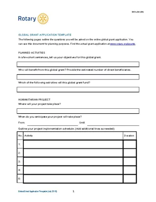 Global Grant Application Template