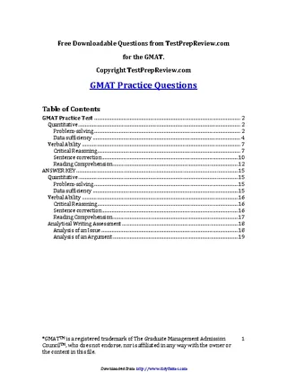 Gmat Sample Questions Template 1