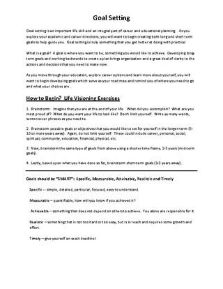 Goal Setting Worksheet Template