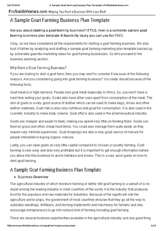 Goat Farming Business Plan Template Free Download