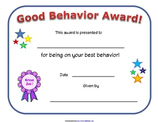 Good Behavior Certificate
