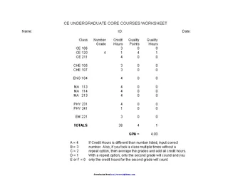 Gpa Calculation Spreadsheet