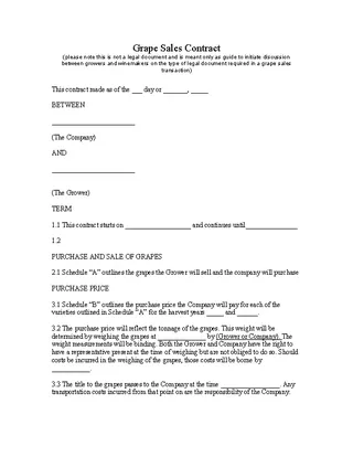 Grape Sales Contract Template
