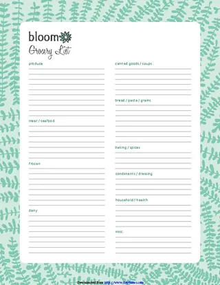 Grocery Checklist Template