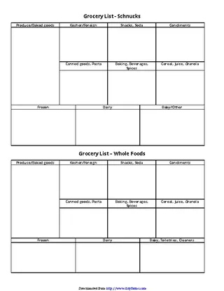 Grocery List Template 4