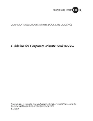Guidelines For Corporate Minutes